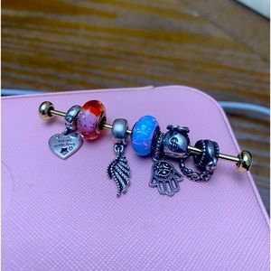 Pandora charms and two murano